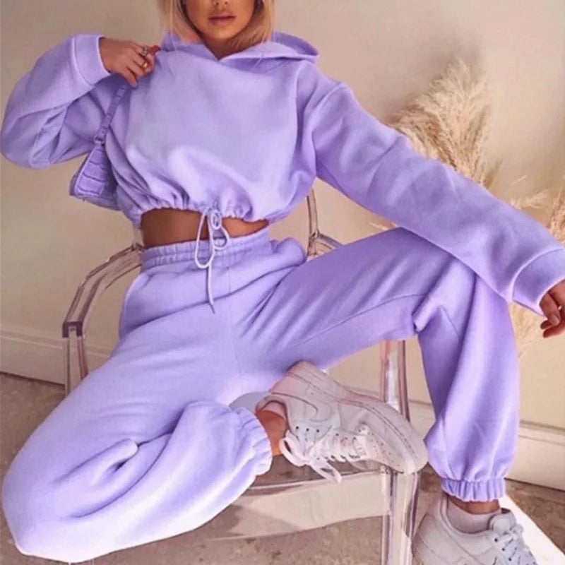 Winter Tracksuit Women Two Piece Set - Oversized Hoodie Sweatpants