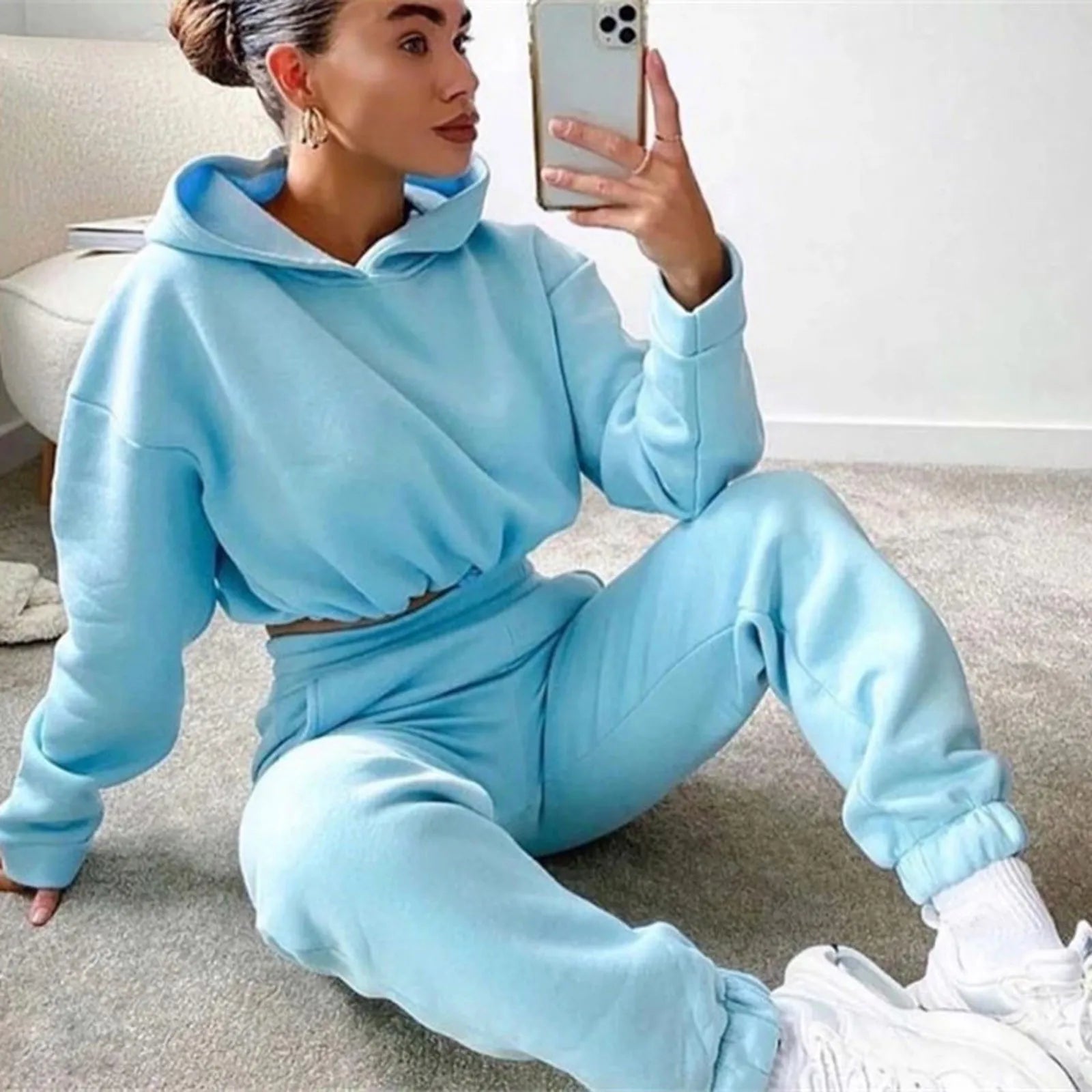 Winter Tracksuit Women Two Piece Set - Oversized Hoodie Sweatpants