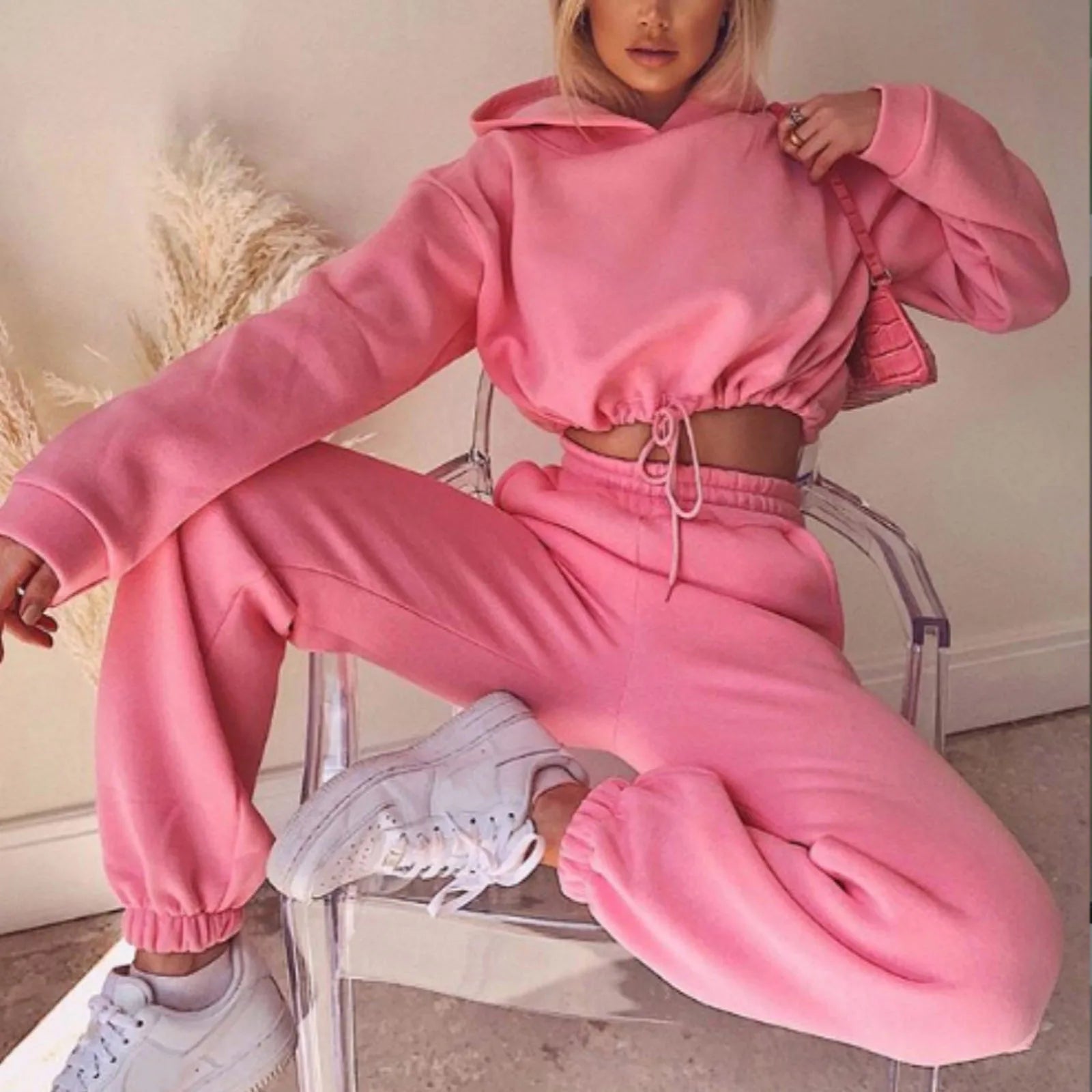 Winter Tracksuit Women Two Piece Set - Oversized Hoodie Sweatpants