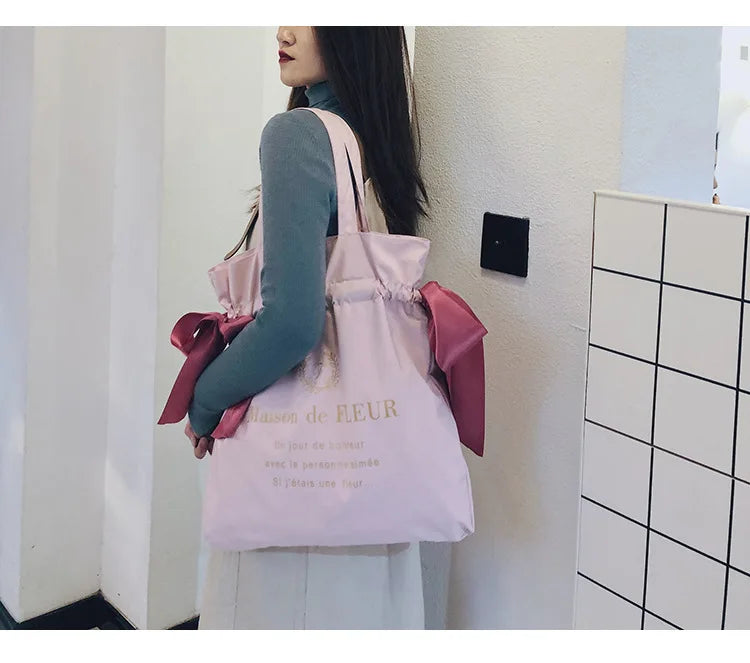 Women's Canvas Shoulder Bag Korean Handbag Student Fashion School Shopping Bags