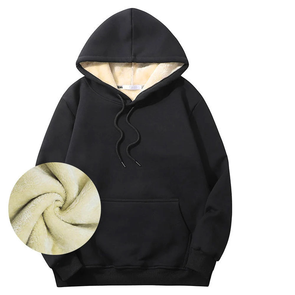 Winter Warm Thicken Hoodies Men Lambswool Sweatshirt