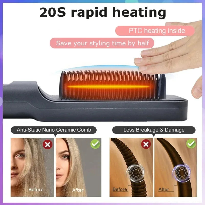 Electric Hot Comb Multifunctional Straight Hair Straightener Comb