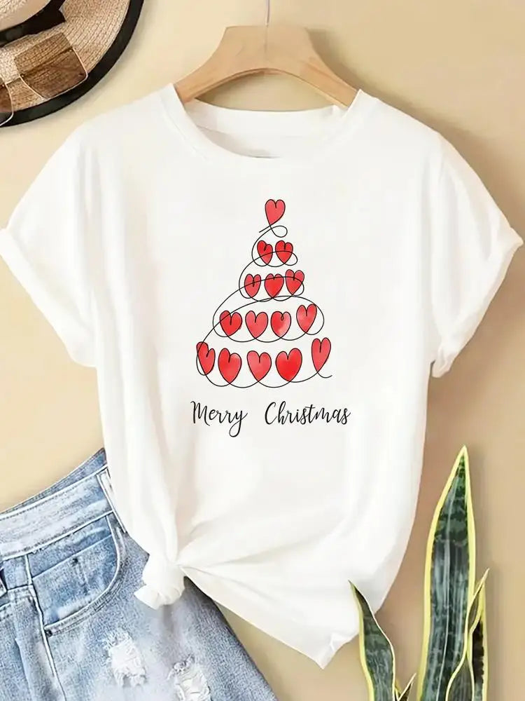 New Year Women Merry Christmas Clothes Top Tees Holiday