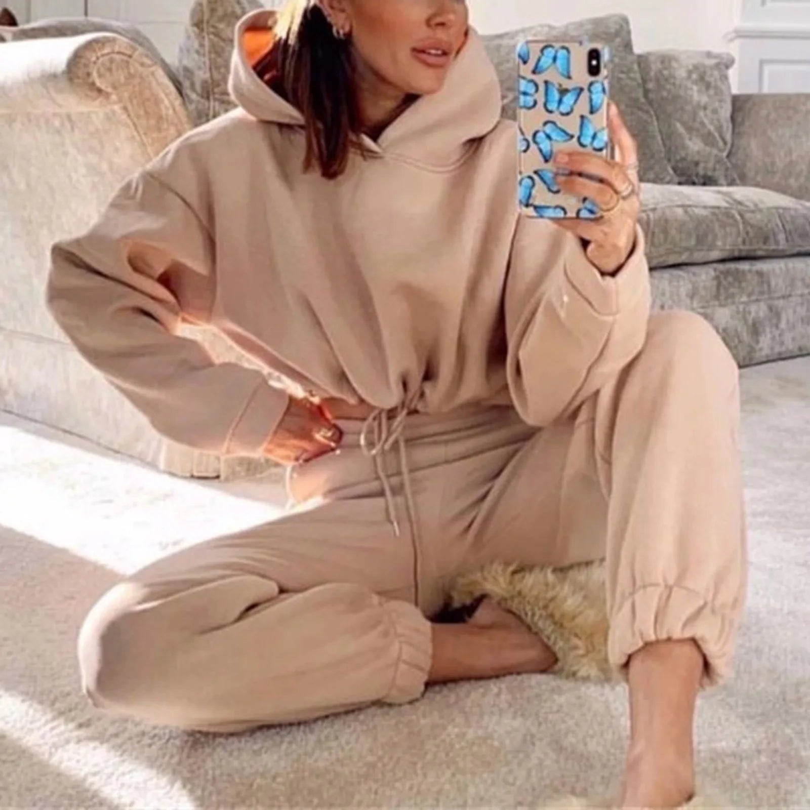 Winter Tracksuit Women Two Piece Set - Oversized Hoodie Sweatpants