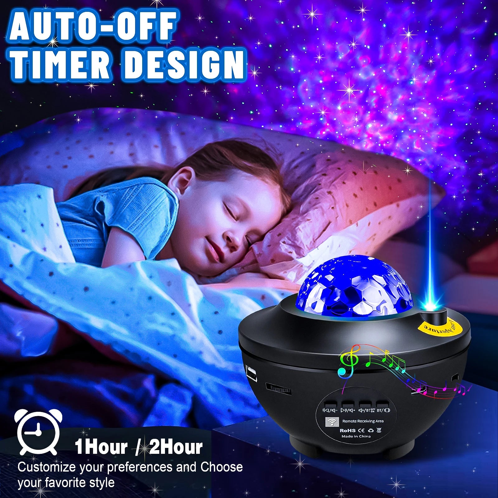 Starry Projector Galaxy Night Light Child Bluetooth USB Music Player Star Night Light