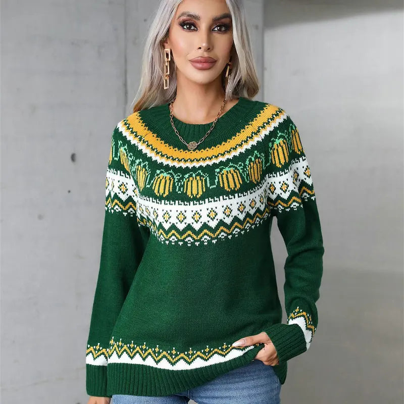 Women Casual Sweaters Christmas Knitwear Tops Female Long Sleeve