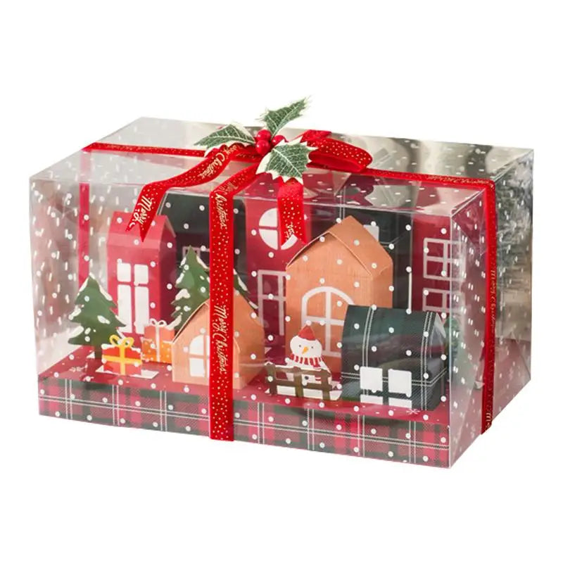 Christmas Advent Calendar Box Christmas House Box Fillable Empty Box Candy Snowflake