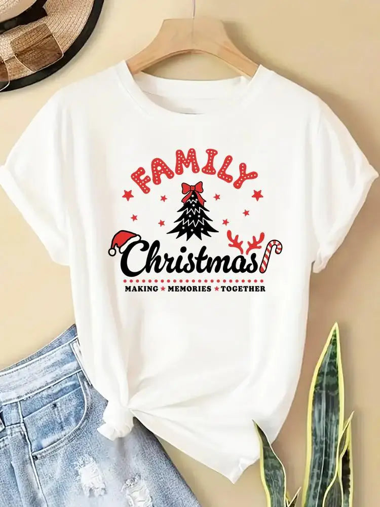 New Year Women Merry Christmas Clothes Top Tees Holiday