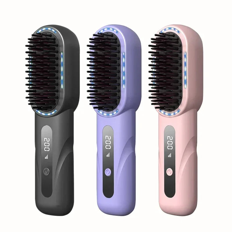 Wireless Straight Curling Hair Comb Heating