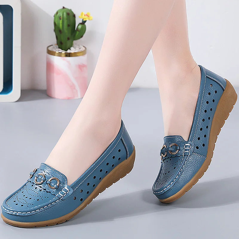 Woman Shoes Breathable Leather Shoes For Women Low Heels