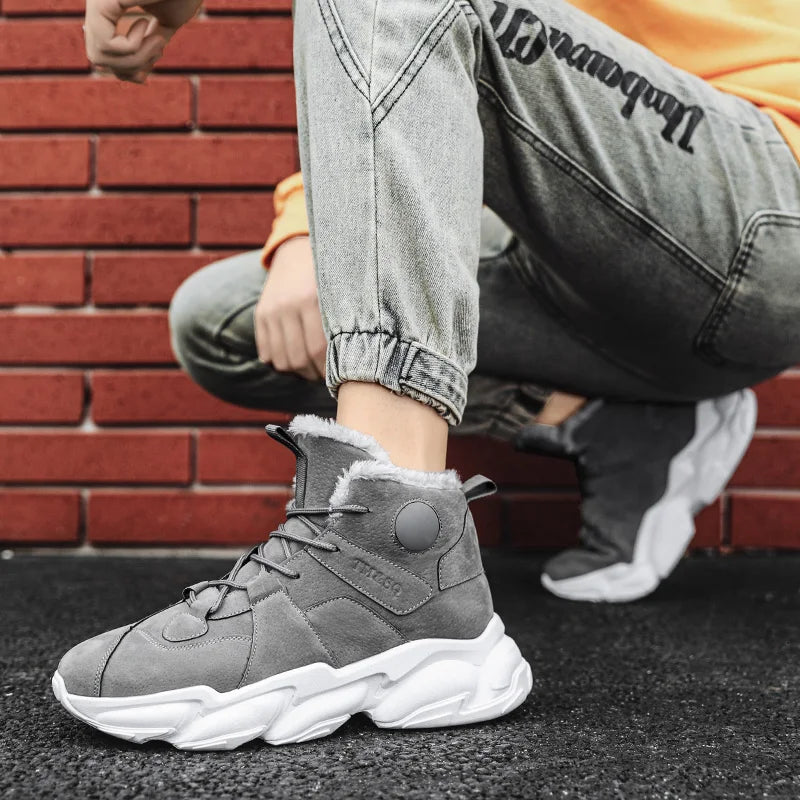 Men Boots Winter Shoes Mans Footwear Warm Fur Snow