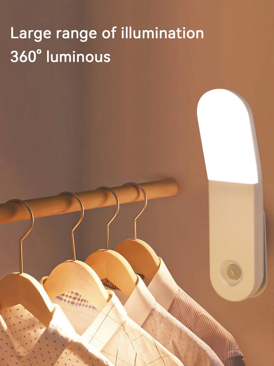 USB Rechargeable LED Night Light with Human Body Sensing Motion Sensor Bedroom