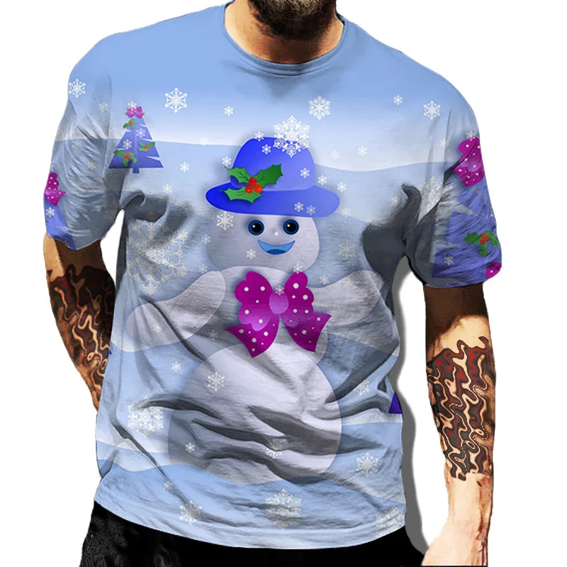 Men' Top Merry Christmas Graphic Man Santa Claus 3D Print Tshirt