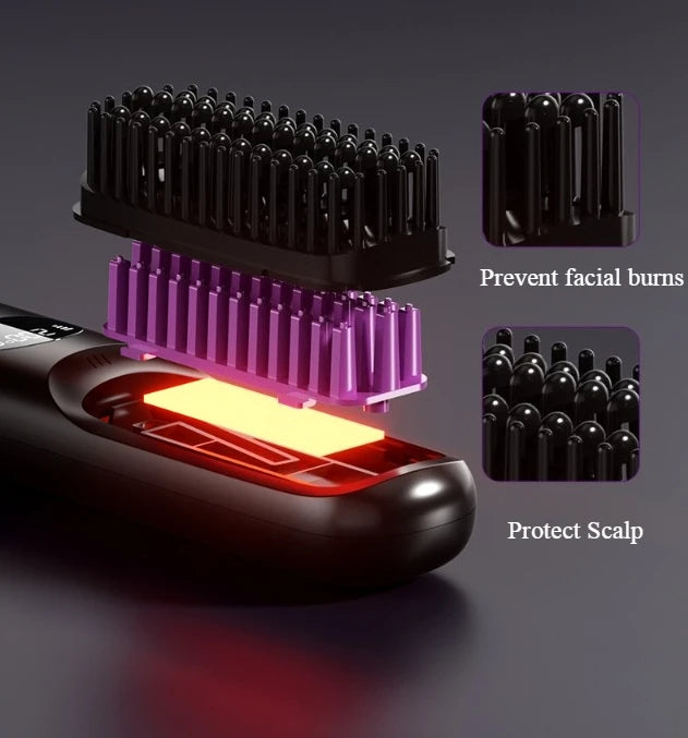 Wireless Hair Straightening Comb Portable Ionic Hair Protector for Home & Travel