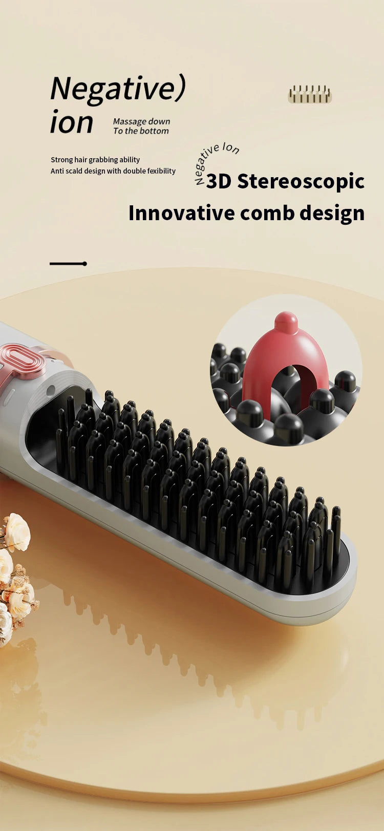 New Wireless Hair Straightener Negative Ion Heating Comb