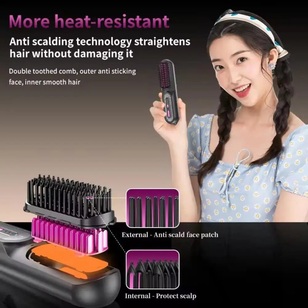 Electric Hair Straight Comb LCD Usb Ceramic Heating 3-Speed