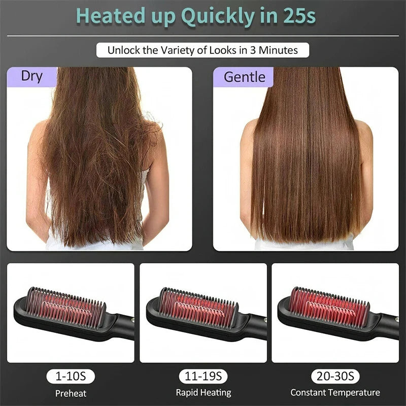 Negative Ion Hair Straight Brush Ptc Heater Comb