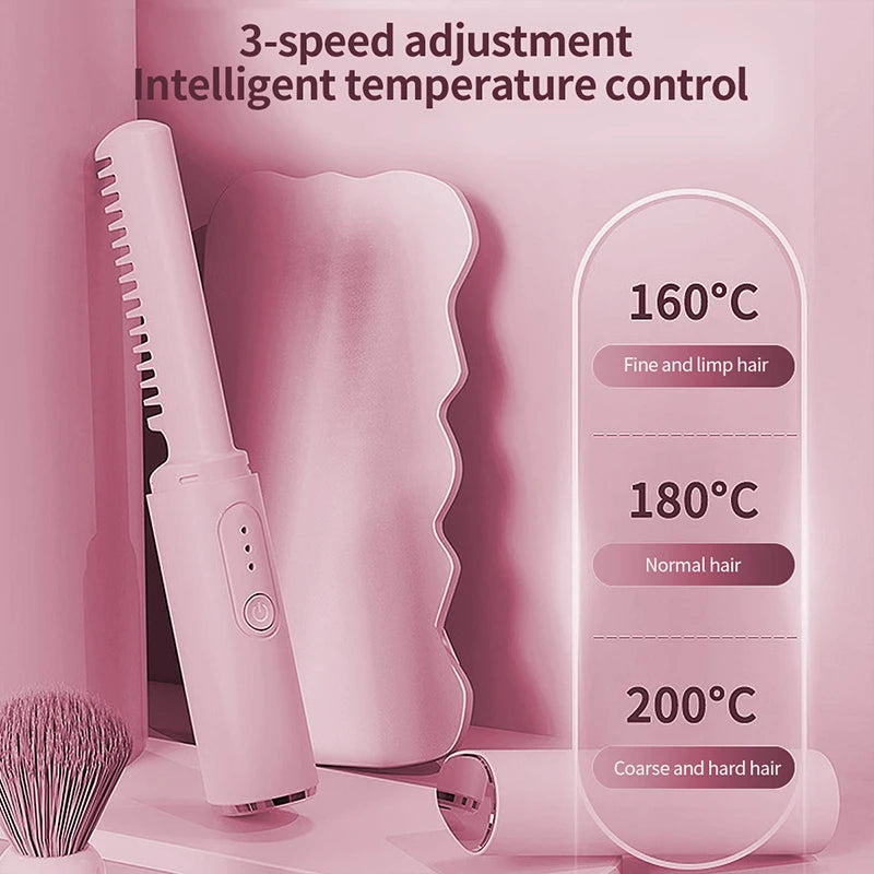 Hair Straightener Comb Wireless Mini Salon Styling