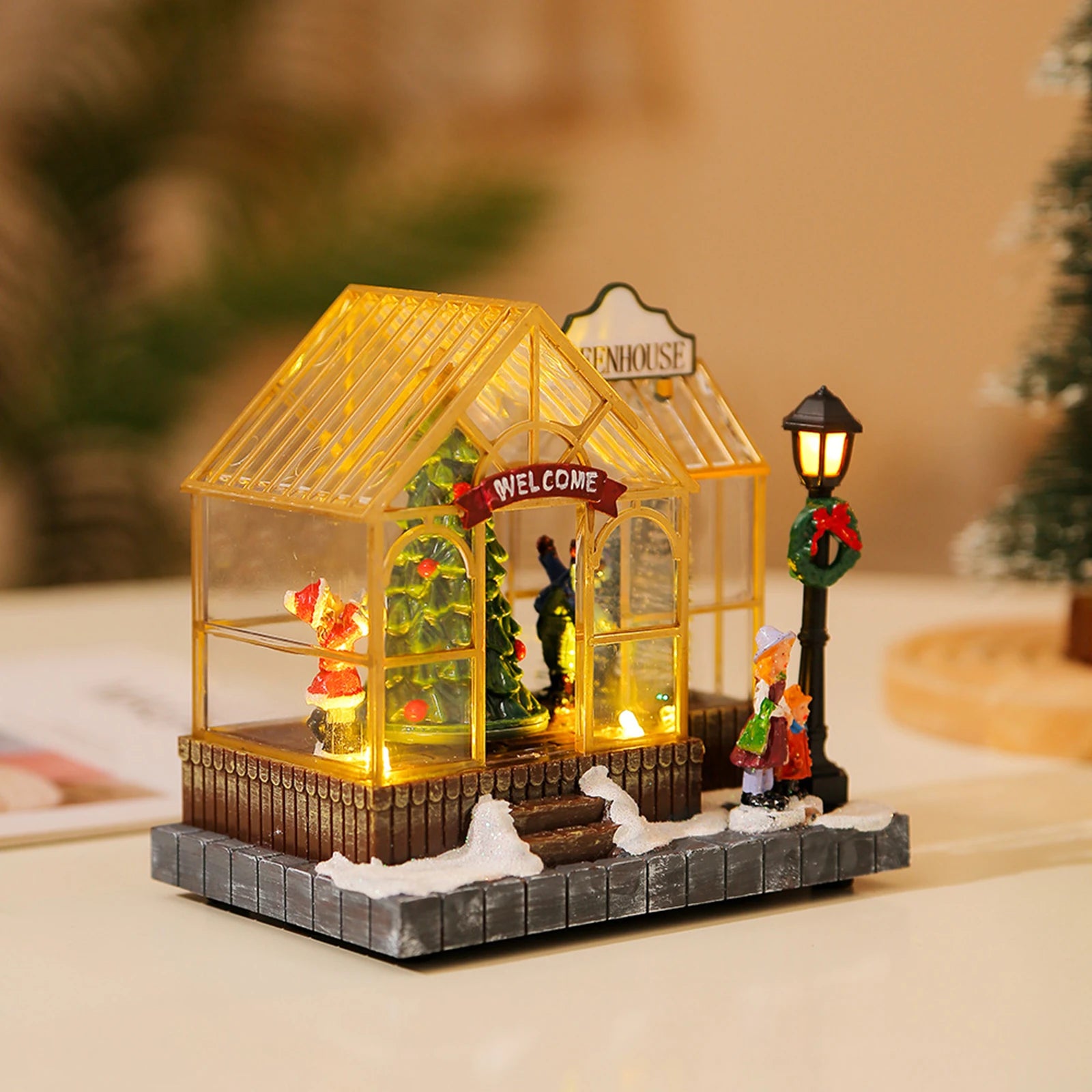 Christmas Village House Figurines Lighted Christmas Collectible Buildings Decoration