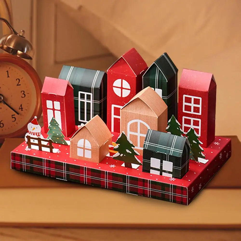 Christmas Advent Calendar Box Christmas House Box Fillable Empty Box Candy Snowflake