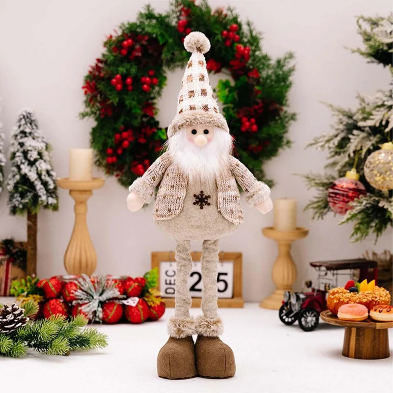 Christmas Decorations Adjustable Extendable Santa Snowman Reindeer Plush Dolls