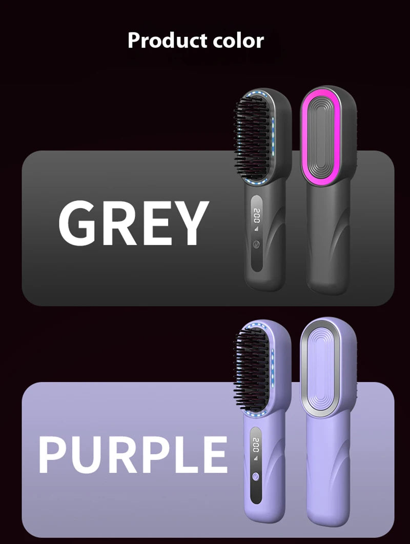 Wireless Straight Curling Hair Comb Heating