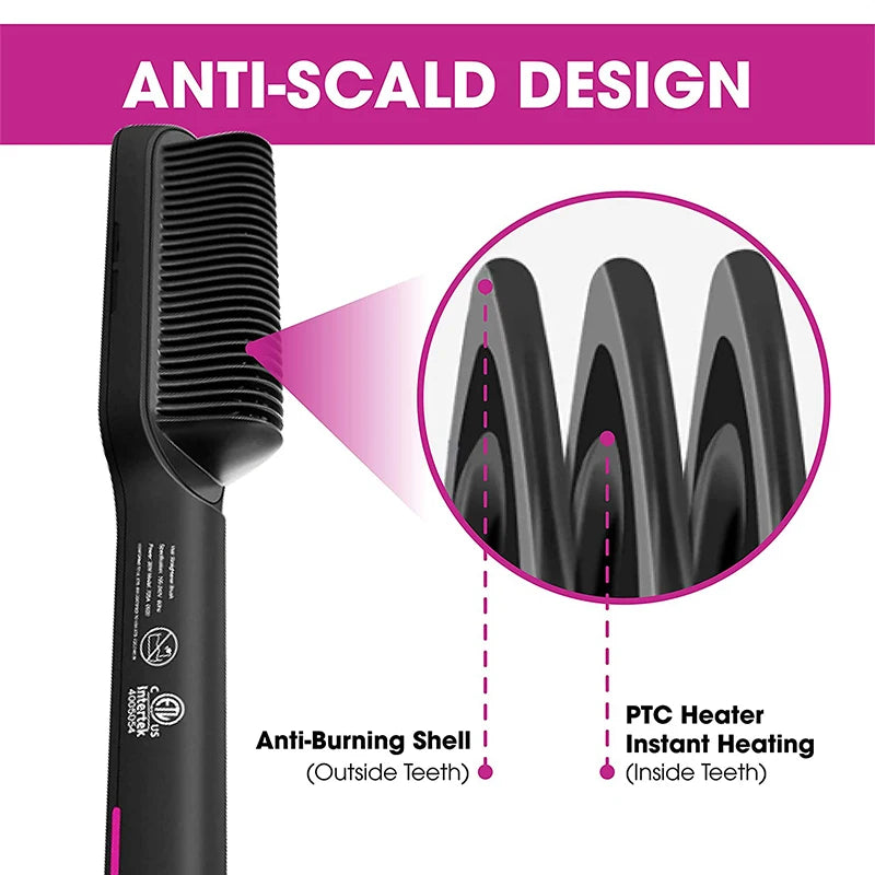 Negative Ion Hair Straight Brush Ptc Heater Comb