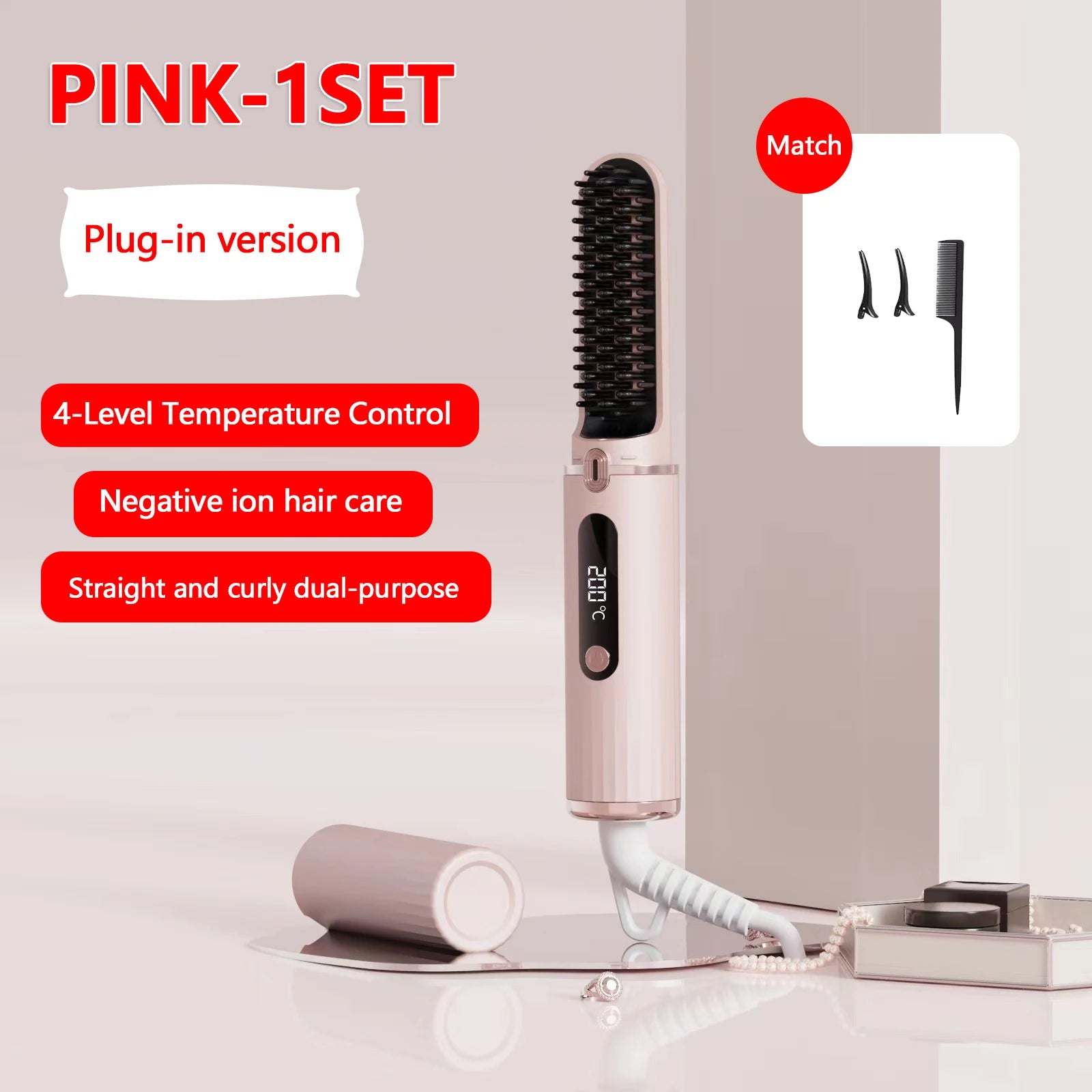 New Wireless Hair Straightener Negative Ion Heating Comb