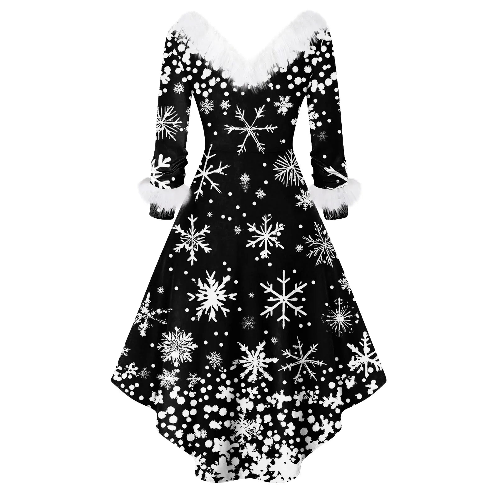 Winter Ladies' Christmas Printed Dress Party Dress Festive Vintage