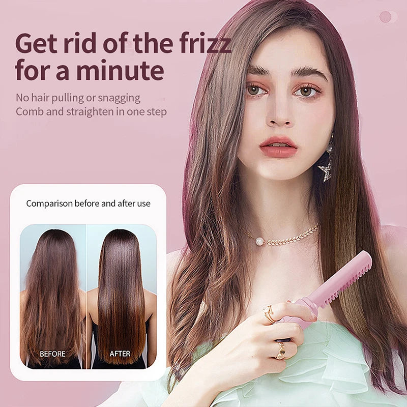 Hair Straightener Comb Wireless Mini Salon Styling
