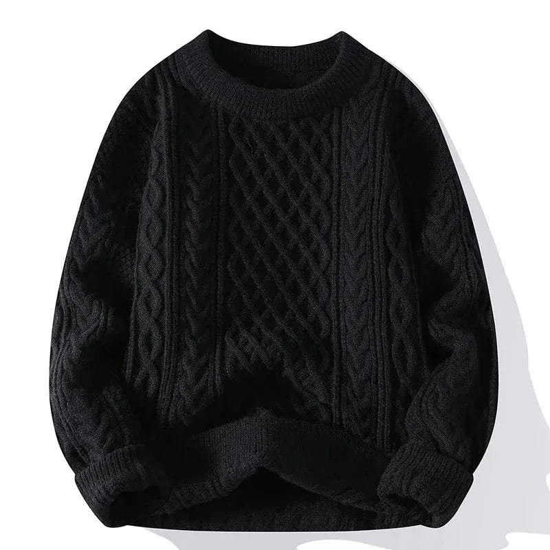 Men's Autumn Winter Round Neck Red Sweater Man Loose Casual Knitted Top