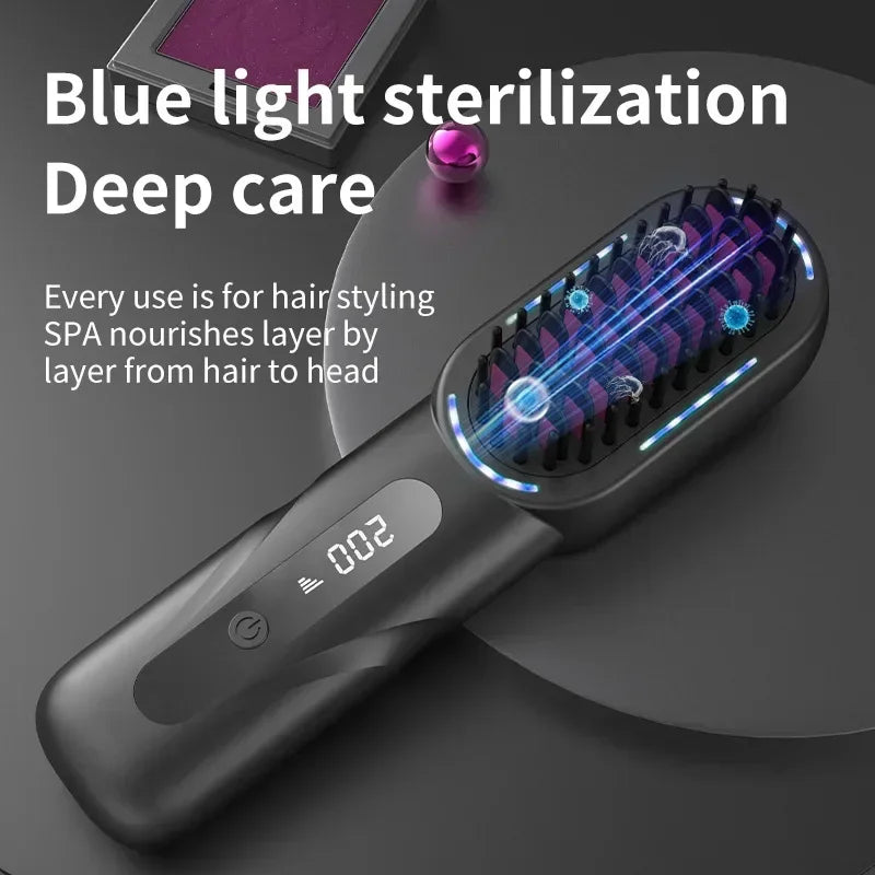 Wireless Straight Curling Hair Comb Heating