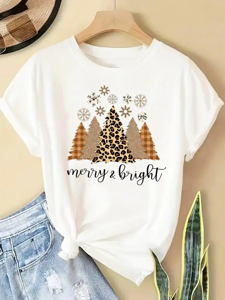 New Year Women Merry Christmas Clothes Top Tees Holiday