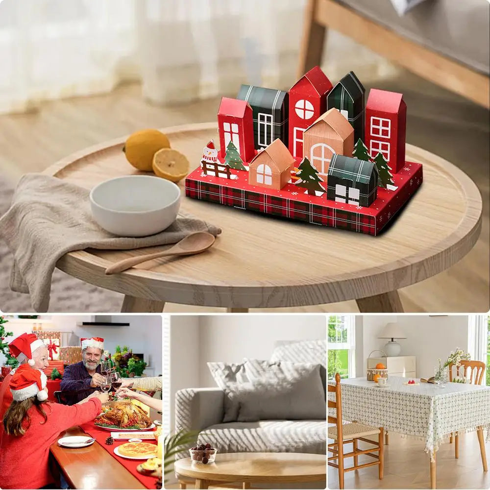 Christmas Advent Calendar Box Christmas House Box Fillable Empty Box Candy Snowflake