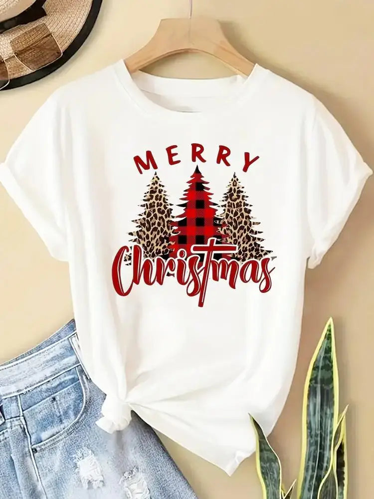 New Year Women Merry Christmas Clothes Top Tees Holiday