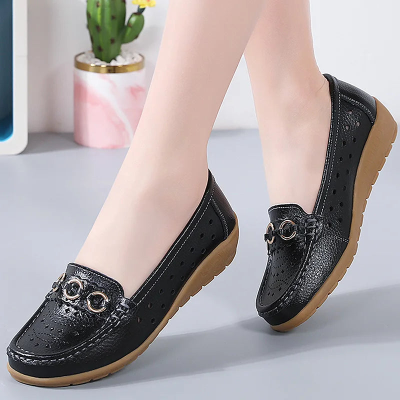 Woman Shoes Breathable Leather Shoes For Women Low Heels