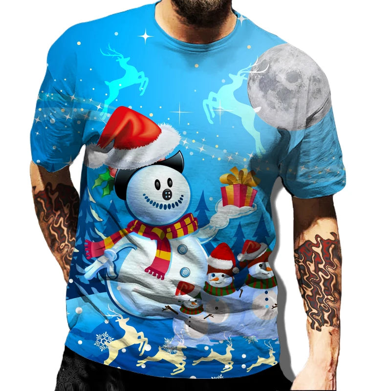 Men' Top Merry Christmas Graphic Man Santa Claus 3D Print Tshirt