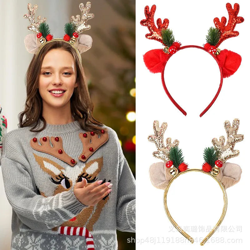 New Christmas Headband for Women/Men Shiny Antler