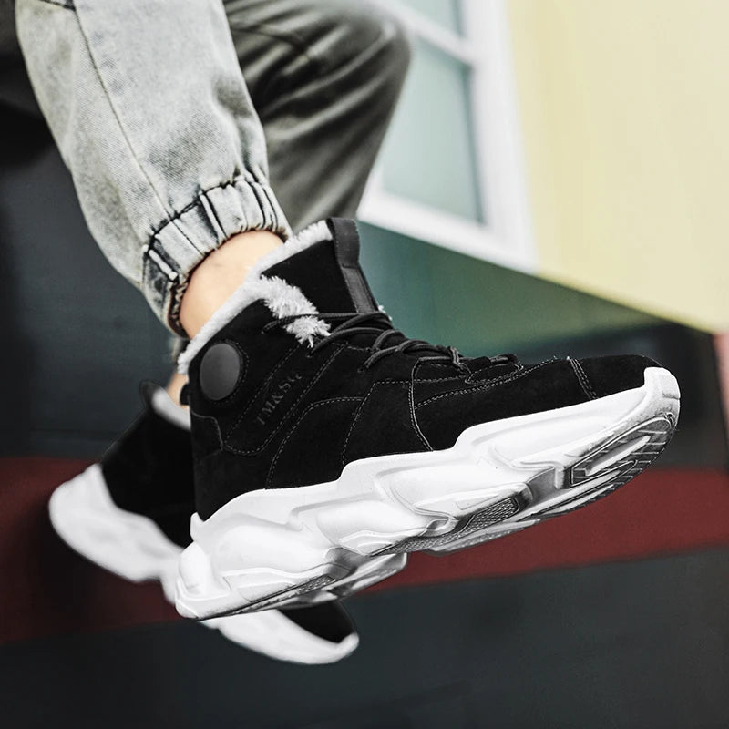 Men Boots Winter Shoes Mans Footwear Warm Fur Snow