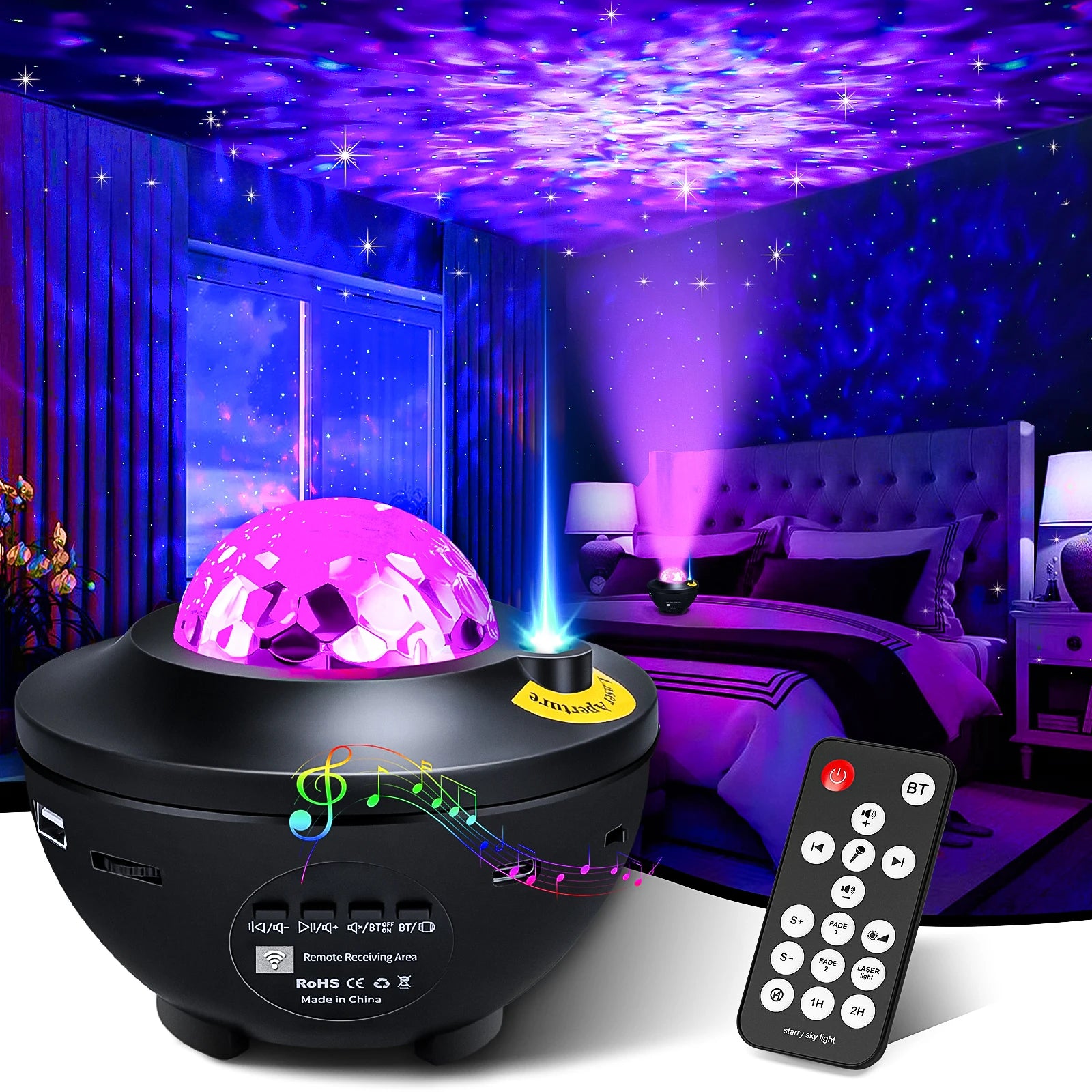 Starry Projector Galaxy Night Light Child Bluetooth USB Music Player Star Night Light