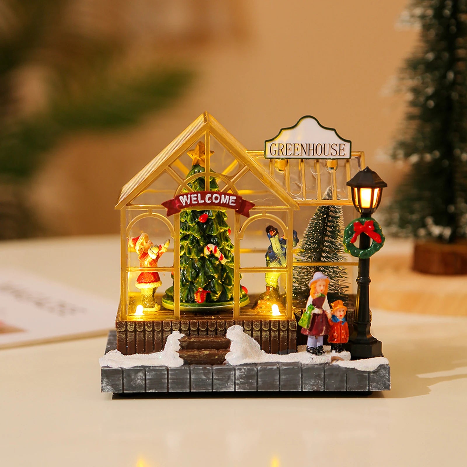 Christmas Village House Figurines Lighted Christmas Collectible Buildings Decoration