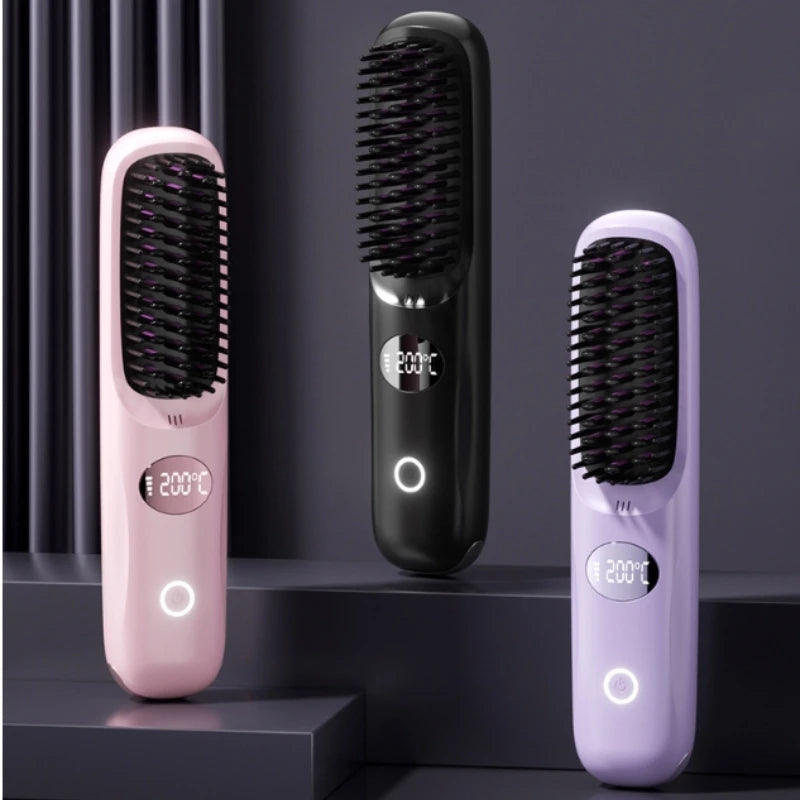Wireless Hair Straightening Comb Portable Ionic Hair Protector for Home & Travel