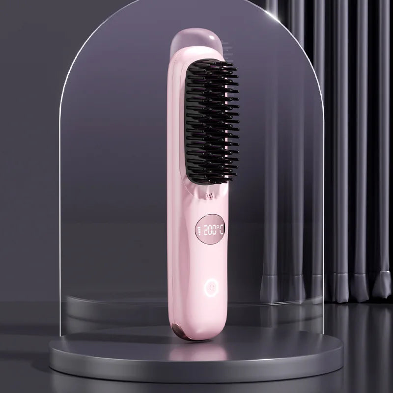 Wireless Hair Straightening Comb Portable Ionic Hair Protector for Home & Travel