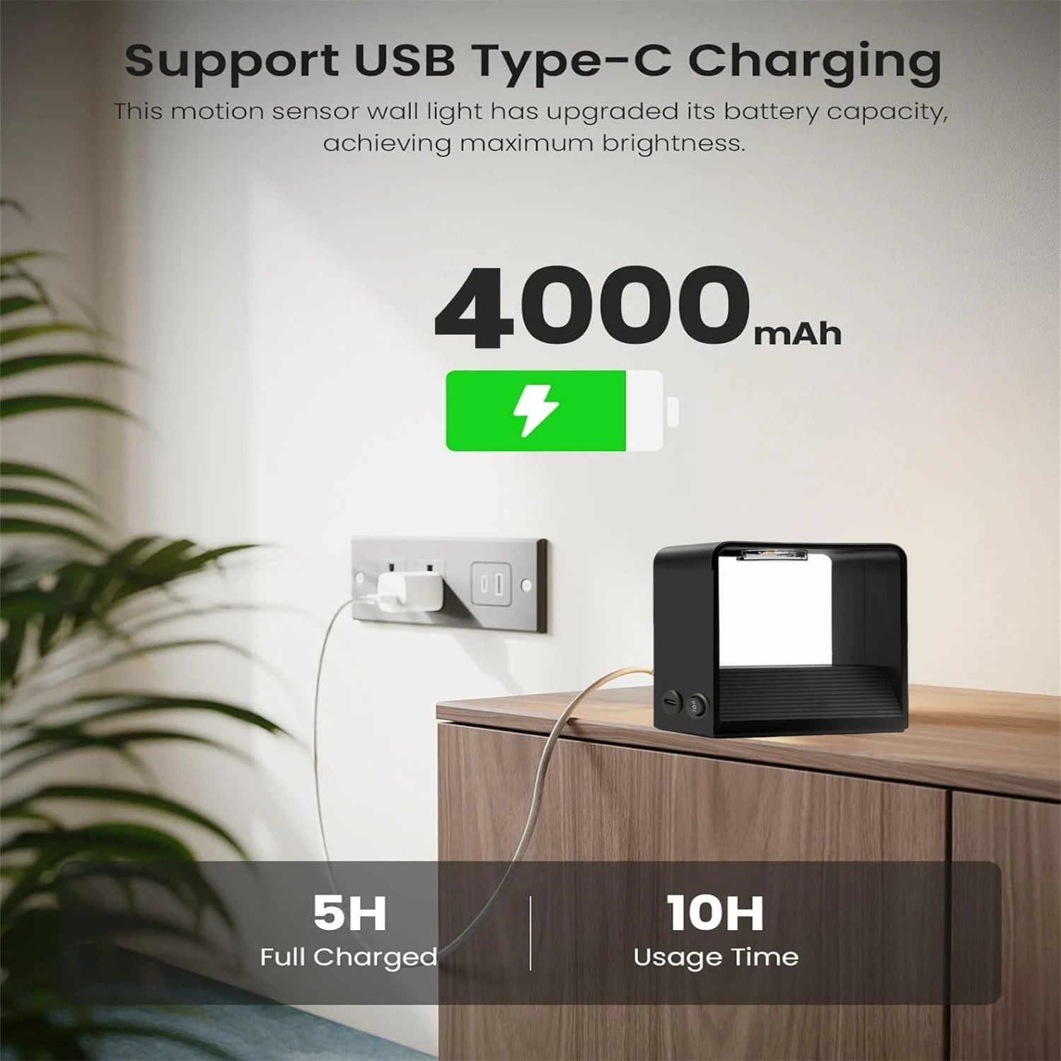 Wiring-Free Rechargeable Wall Lamp 1-Piece Set