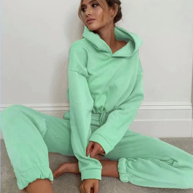 Winter Tracksuit Women Two Piece Set - Oversized Hoodie Sweatpants