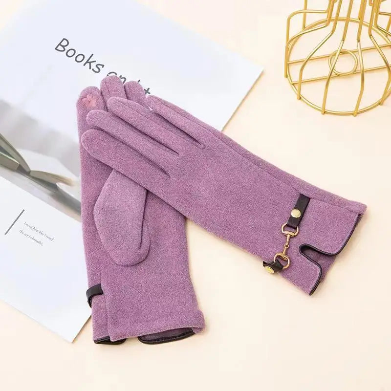 Winter Women Keep Warm Touch Screen Plus Fleece Chain Gloves