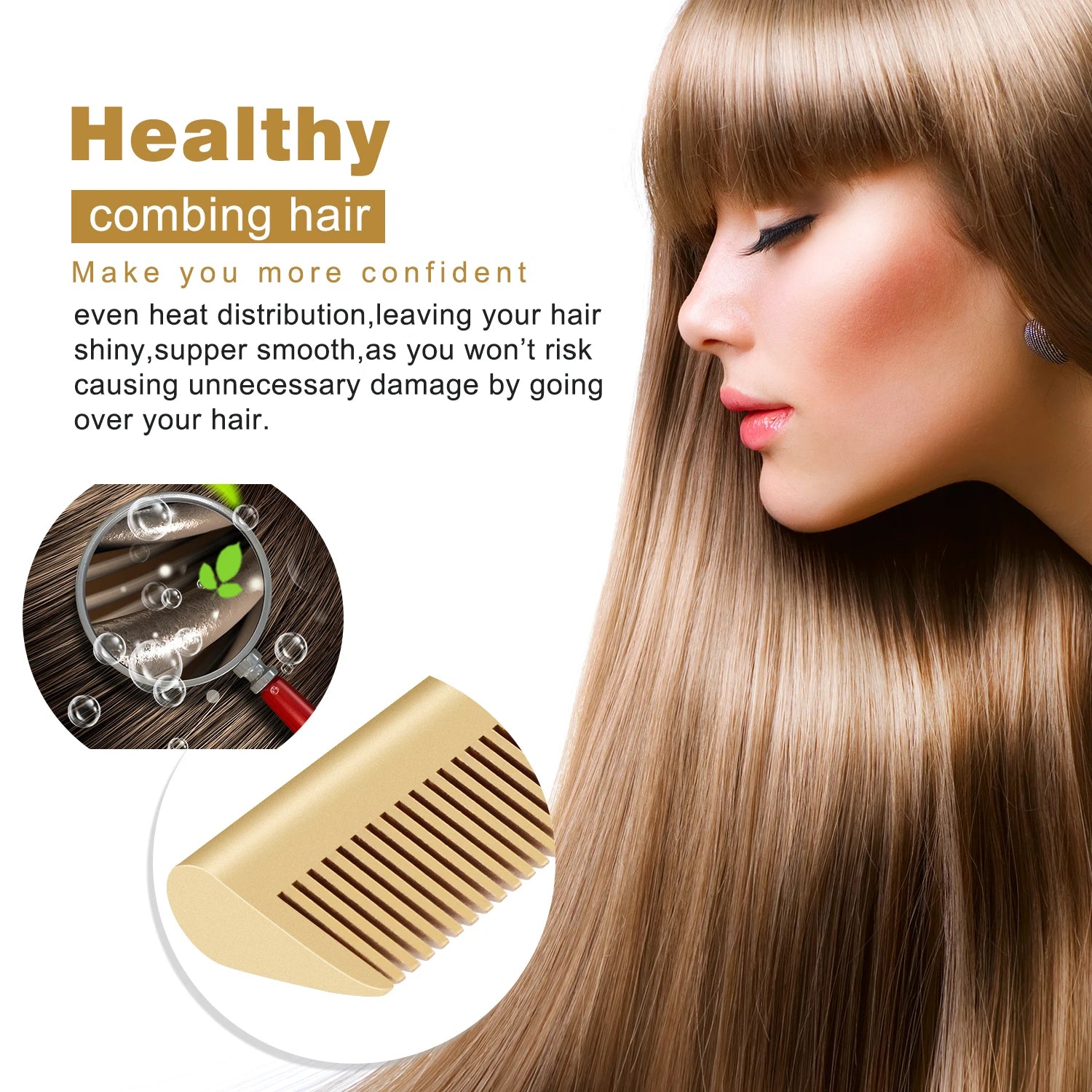 2 in 1 Electric Hot Heating Wet Dry Hair Comb Hair Straightener Curler
