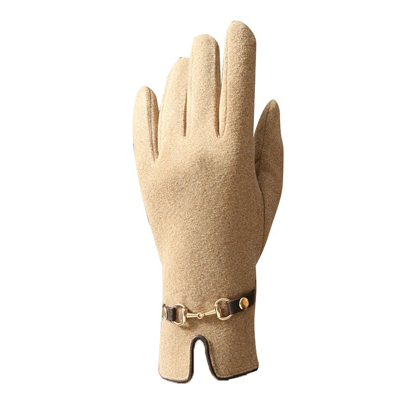 Winter Women Keep Warm Touch Screen Plus Fleece Chain Gloves