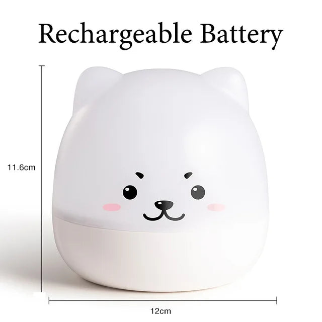 Cute Bear Music Box Night Light Rotatable Bedside Lamp Kids Gifts USB Rechargeable