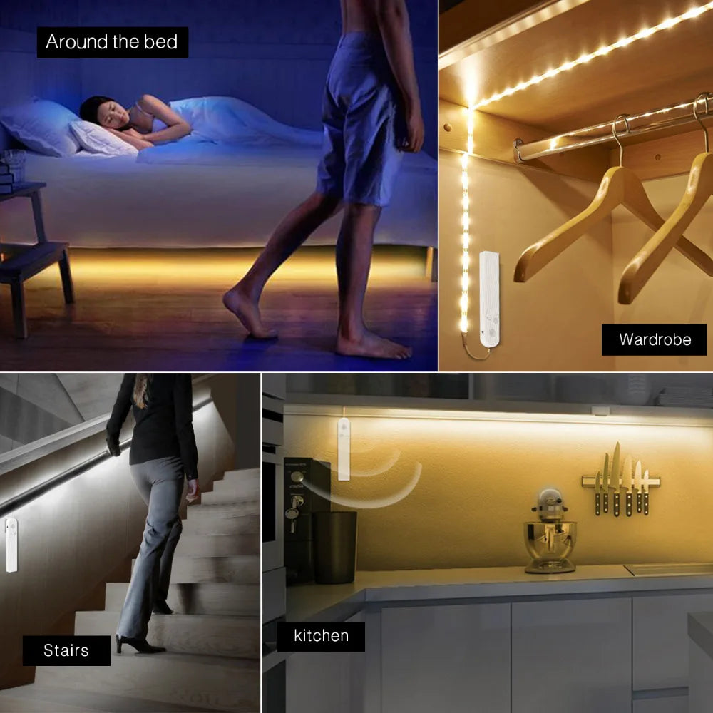 LED Under Cabinet light LED Strip led Lamp with Wireless kitchen Stairs Wardrobe Bed Side Light